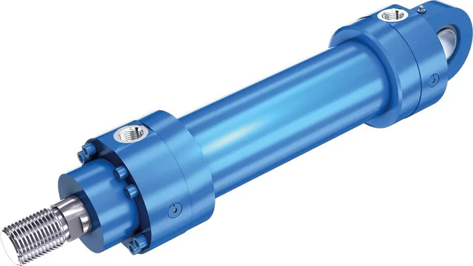 Hydraulikzylinder in Rundbauart mit Gelenkauge am Boden